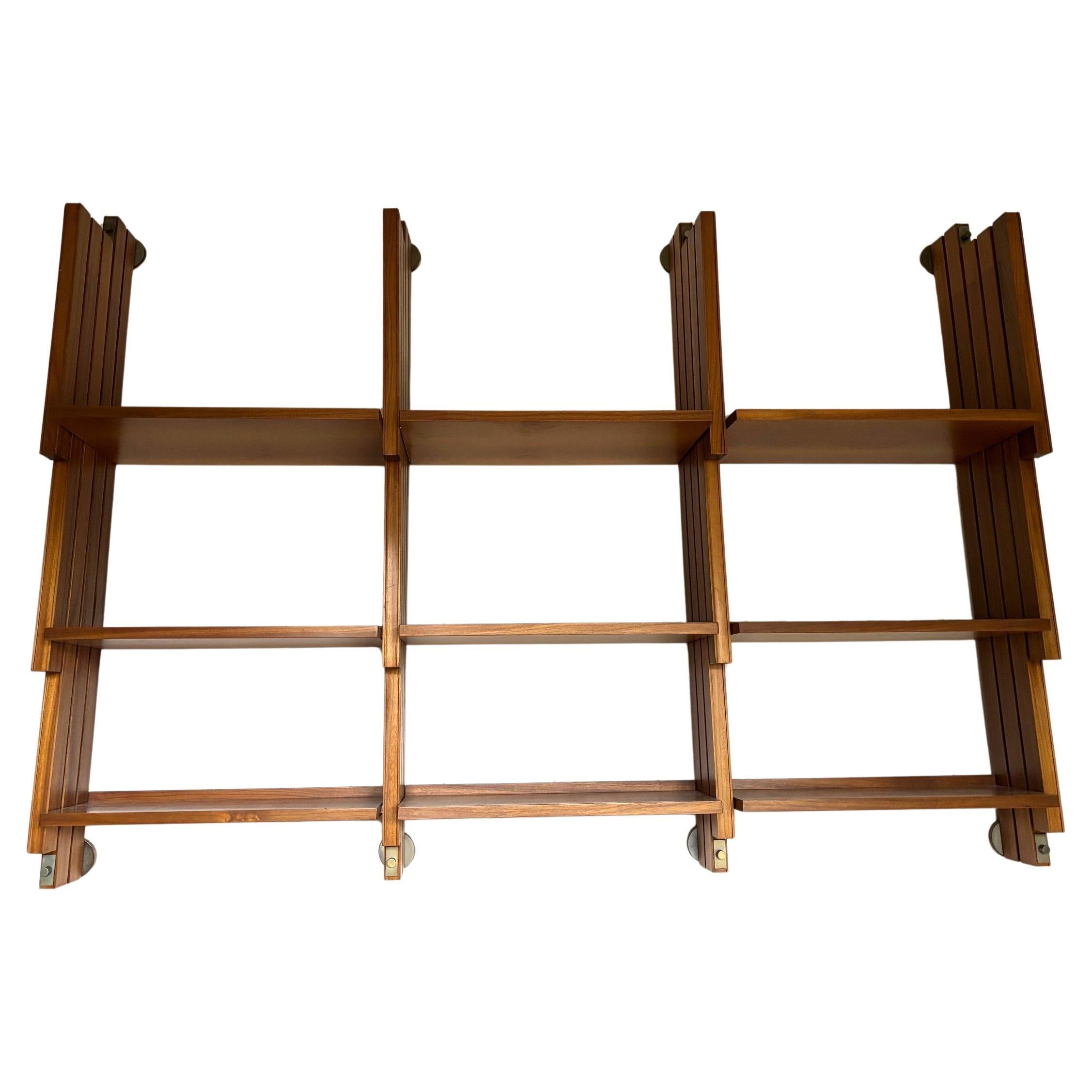 Large Mid-Century Italian Wooden Hanging Bookcase, Italy, 1950s