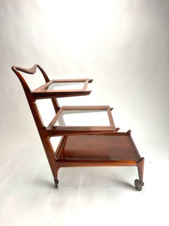 Ico Parisi Mid-Century Wood and Brass Dry Bar Cart, Italy 1950s