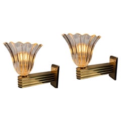 Set di 2 applique in vetro di Murano in stile Mid-Century, stile Ercole Barovier, Italia