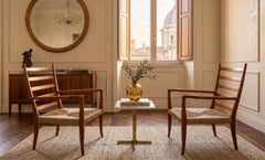 Gio Ponti, coppia di poltrone scultoree in legno e corda della metà del secolo, Italia