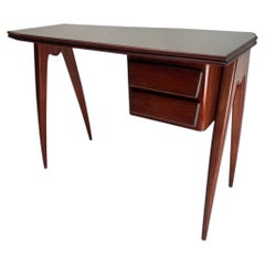 Eleganter Schreibtisch im Mid-Century-Stil aus Holz und Glas von Dassi, Italien, 1950er Jahre