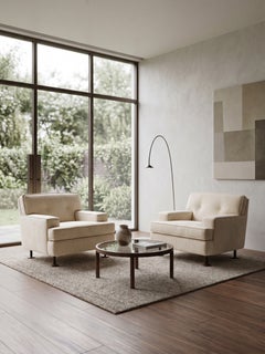 Marco Zanuso 'Square' White Velvet Chairs with Teak Feet, Italy, circa 1962