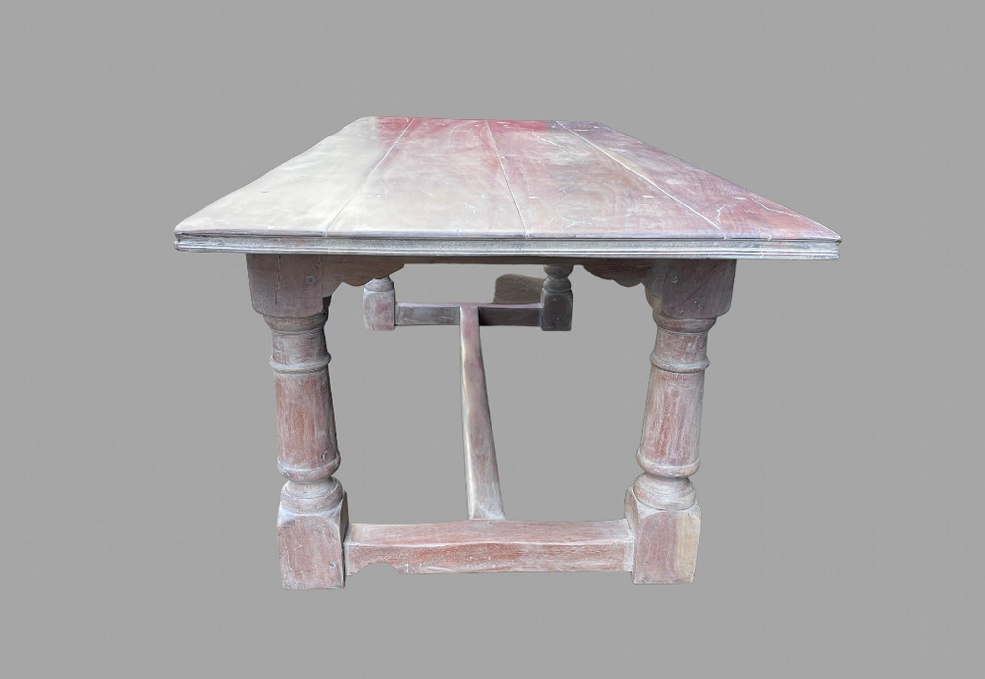 Other Attractive Stripped And Limed Cherrywood Refectory/Farmhouse Table