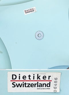 Set of 8 Postmodern Wooden + Blue Chairs by Kurt Thut for Dietiker, 1980s--8 pcs