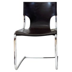 Carlo Bartoli T 70 920 Cantilever Dining Chair, Black Leather and Chrome -- 1 pc