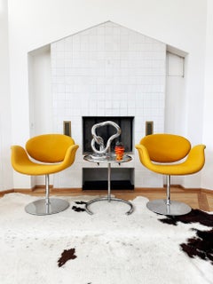 Orig. 1960's Pierre Paulin Artifort F163 Little Tulip Chairs, Yellow, Pair Set 2