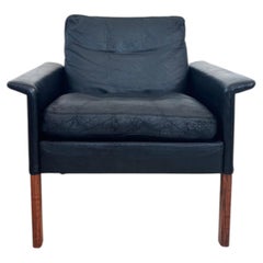 60s Hans Olsen for CS Møbler Model 500 Black Leather and Rose Teak Lounge Chair