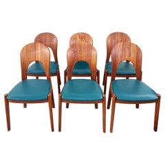 Juego de 6 sillas de comedor de Niels Koefoed de los años 70, de teca, para Koefoeds Hornslet, Dinamarca
