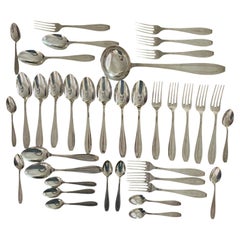 French Art Deco Silverplate Silverware, c. 1940's- Set of 37