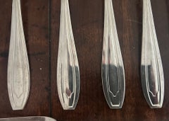 French Art Deco Silverplate Silverware, c. 1940's- Set of 37