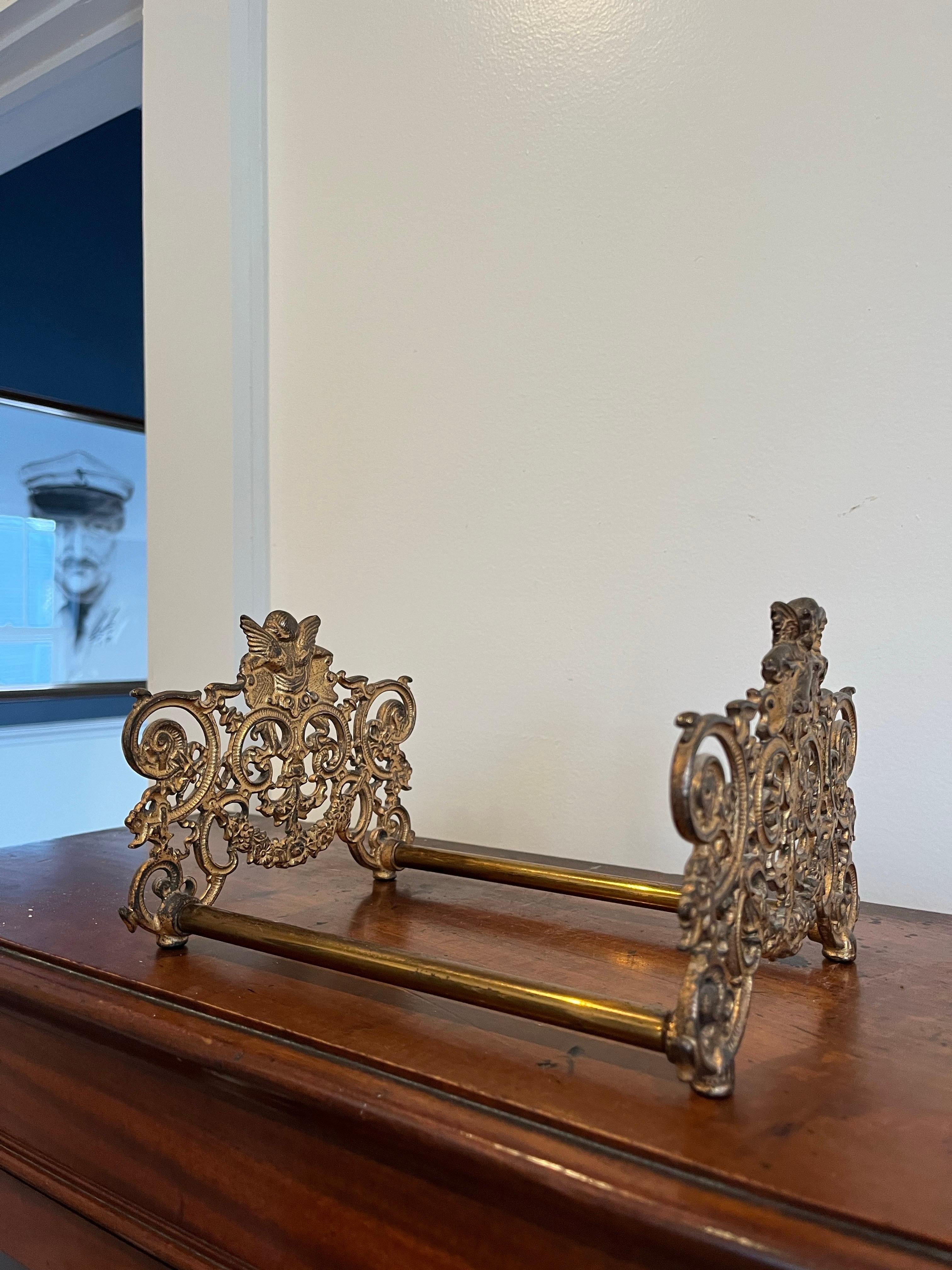 Unknown Vintage Brass Cherub Book Slide For Sale