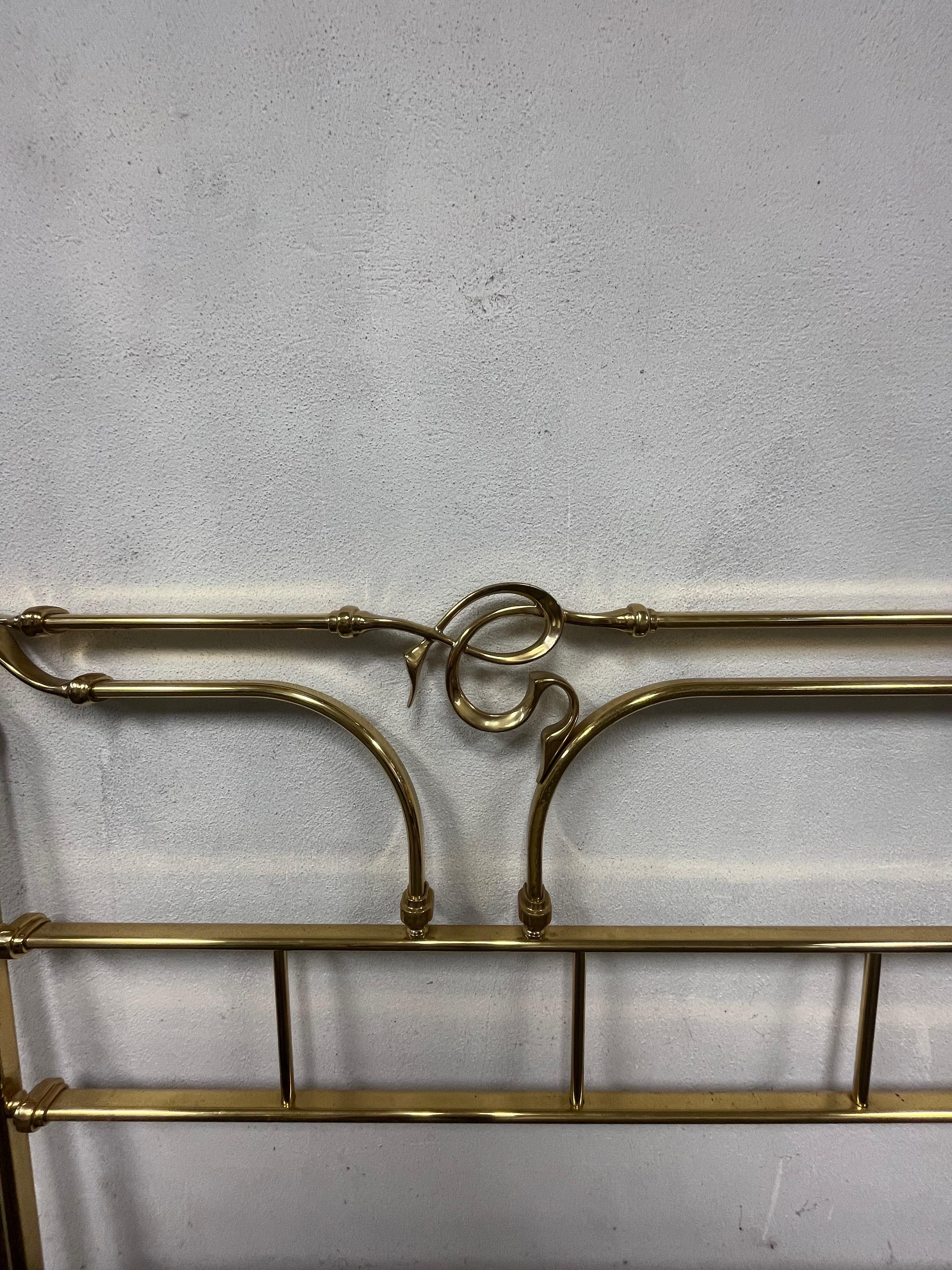 Mid Century Bed Frame of Lacquered Patinated Brass, Italy, 1970s Bloomingdales For Sale