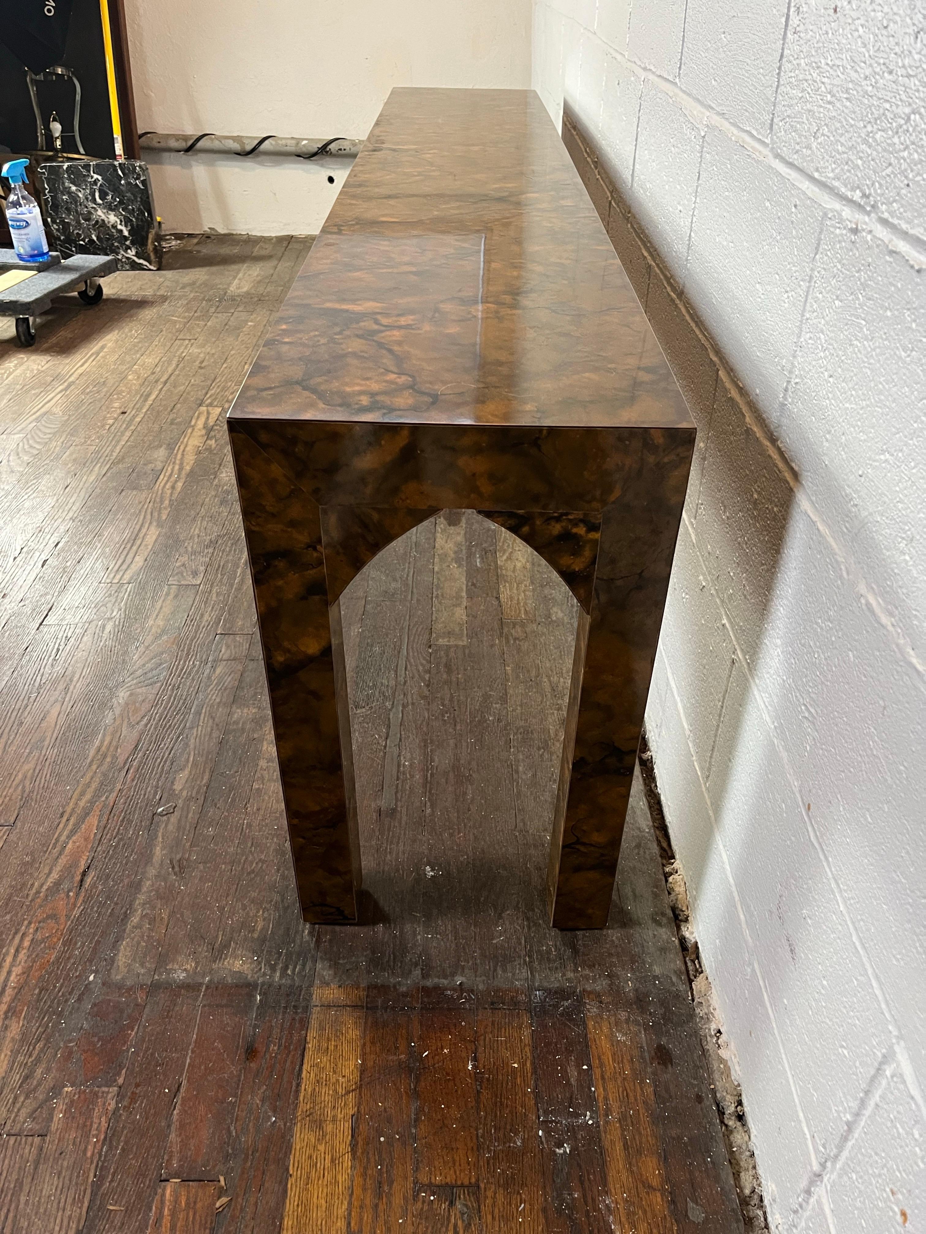 Formica Table console Parsons en stratifié lustré tortue en vente