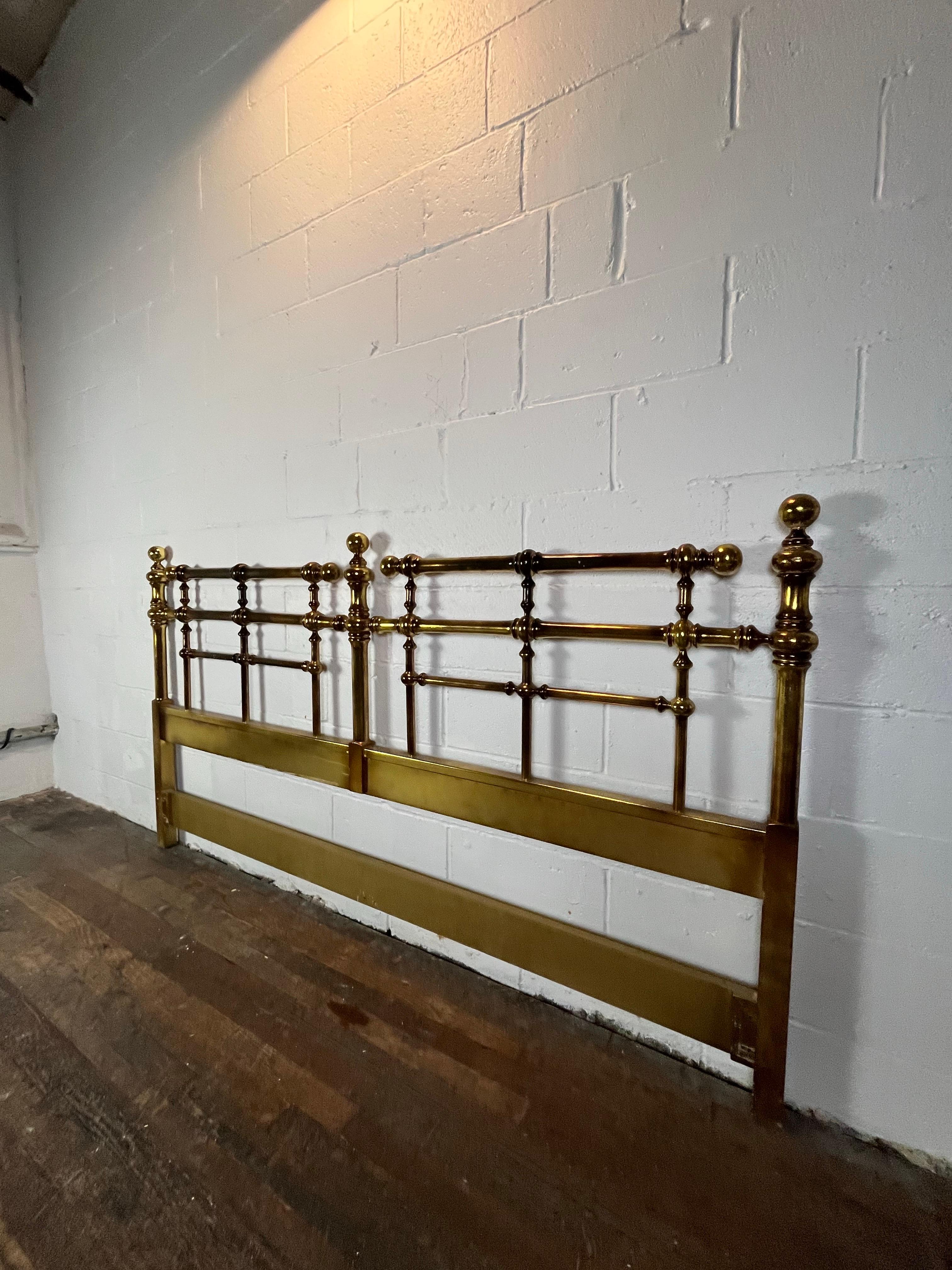 Mid-Century Modern Hollywood Regency Drexel Et Cetera Campaign Headboard King For Sale