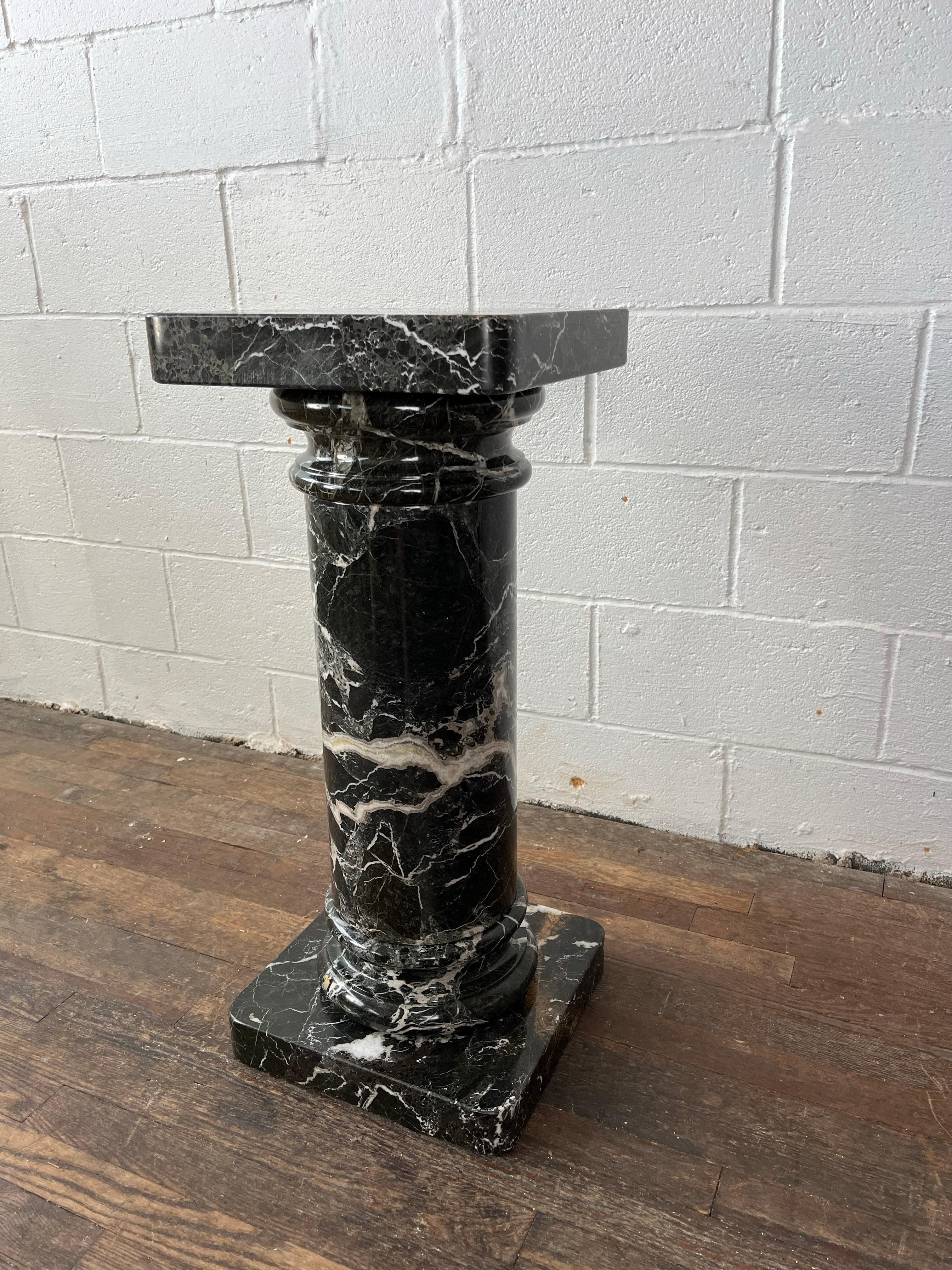 Unknown Neoclassical Black Marble Pedestal Column For Sale