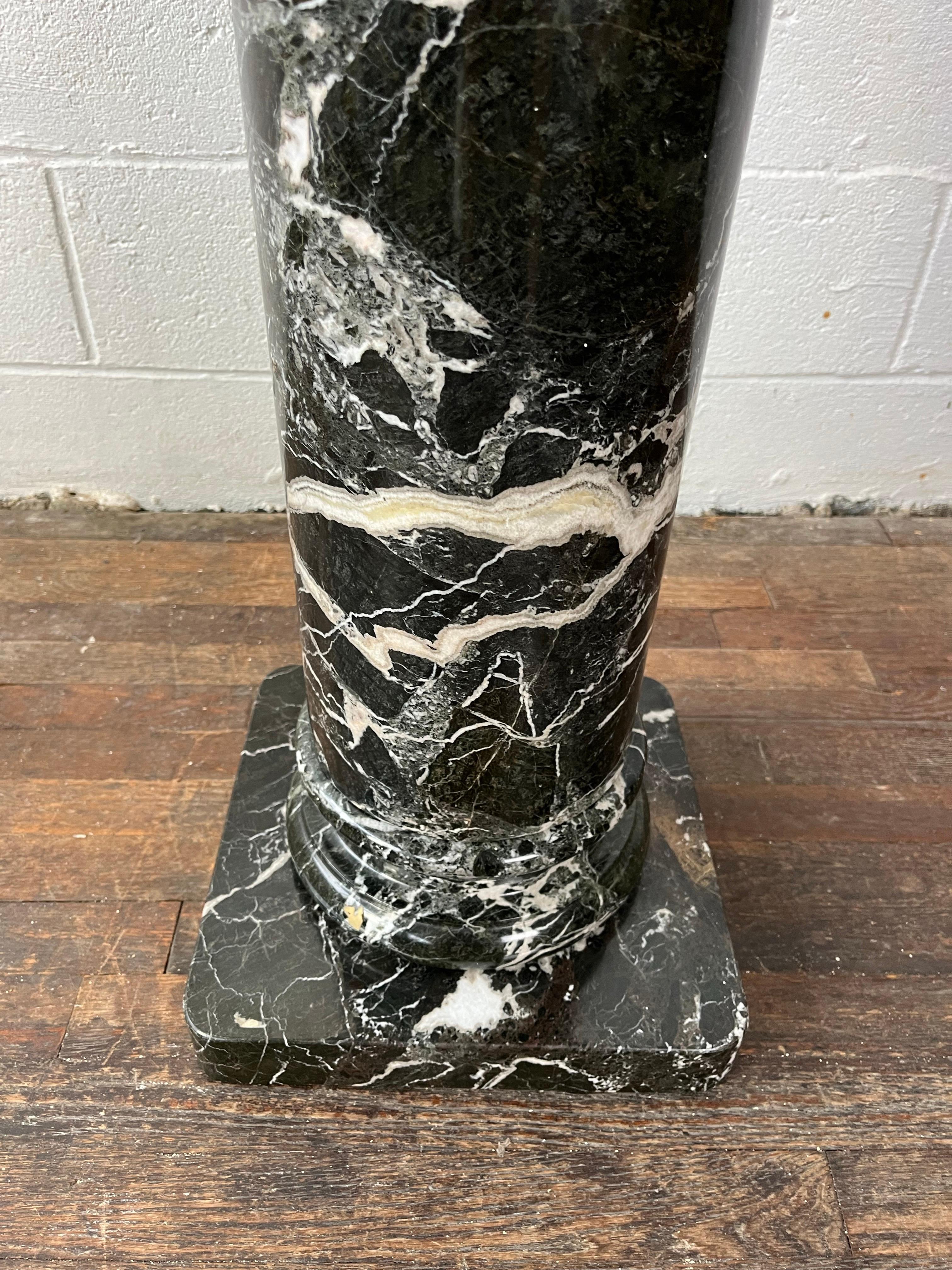Neoclassical Black Marble Pedestal Column In Good Condition For Sale In W Allenhurst, NJ