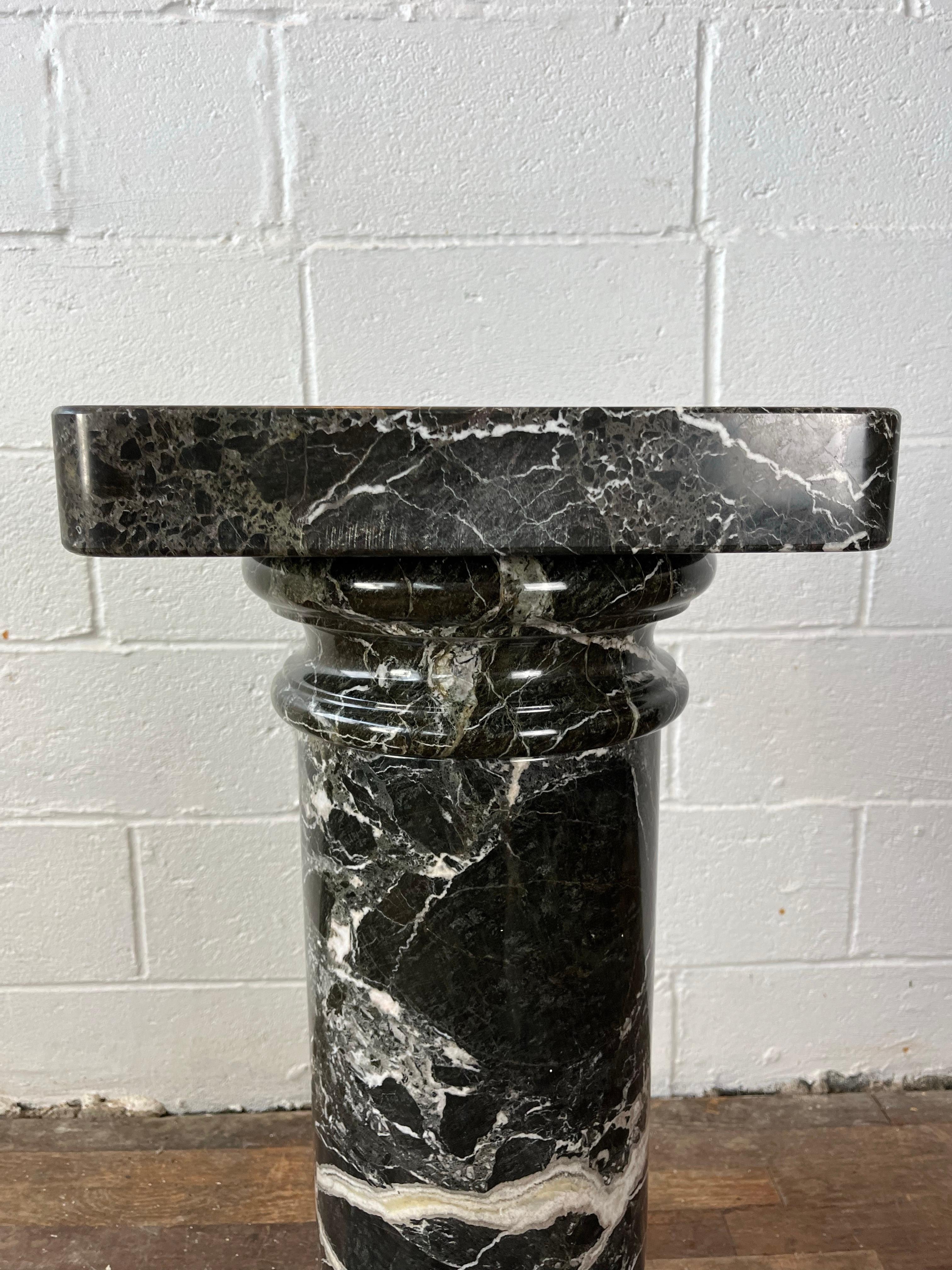 20th Century Neoclassical Black Marble Pedestal Column For Sale
