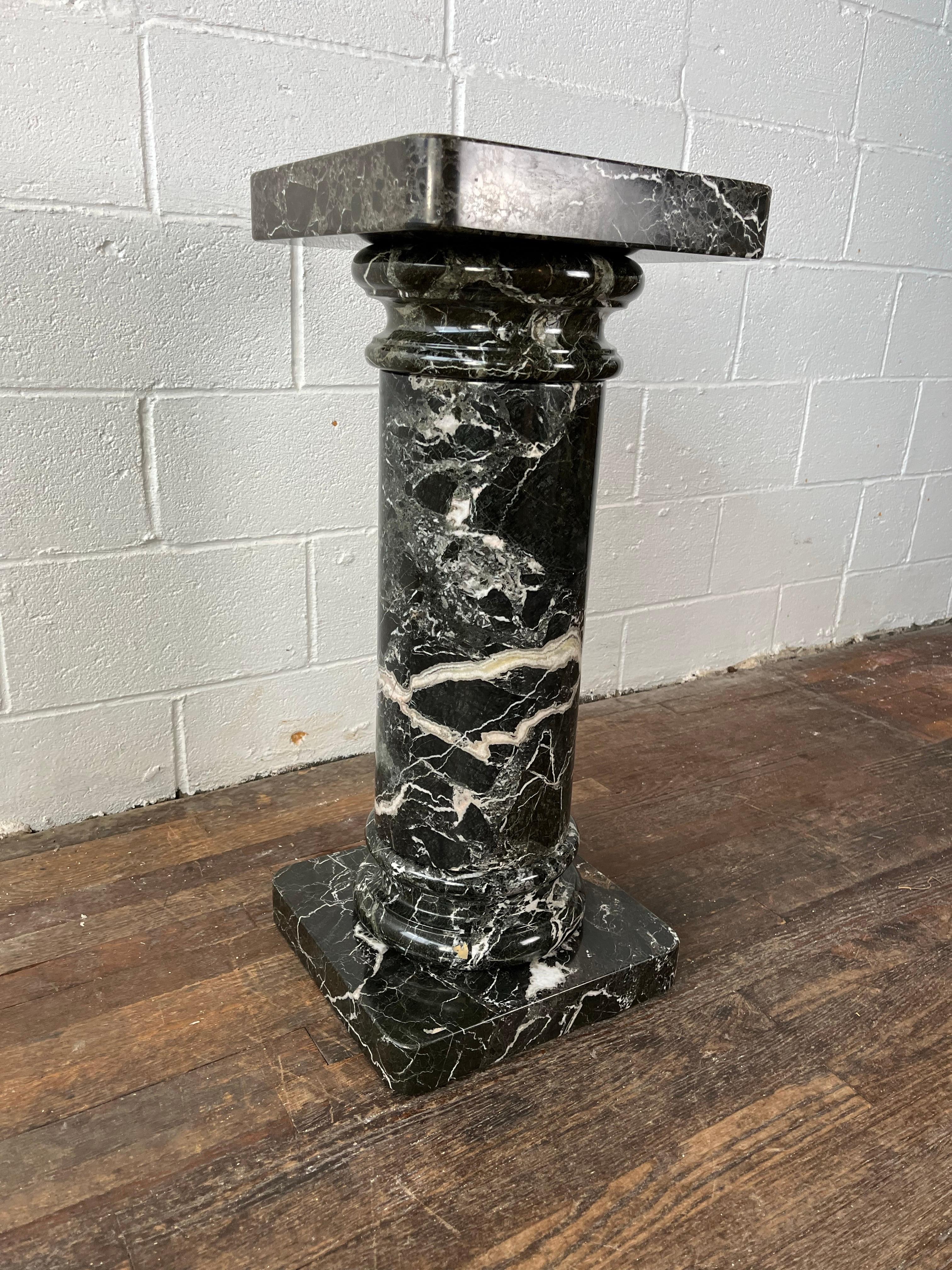 Neoclassical Black Marble Pedestal Column For Sale 1