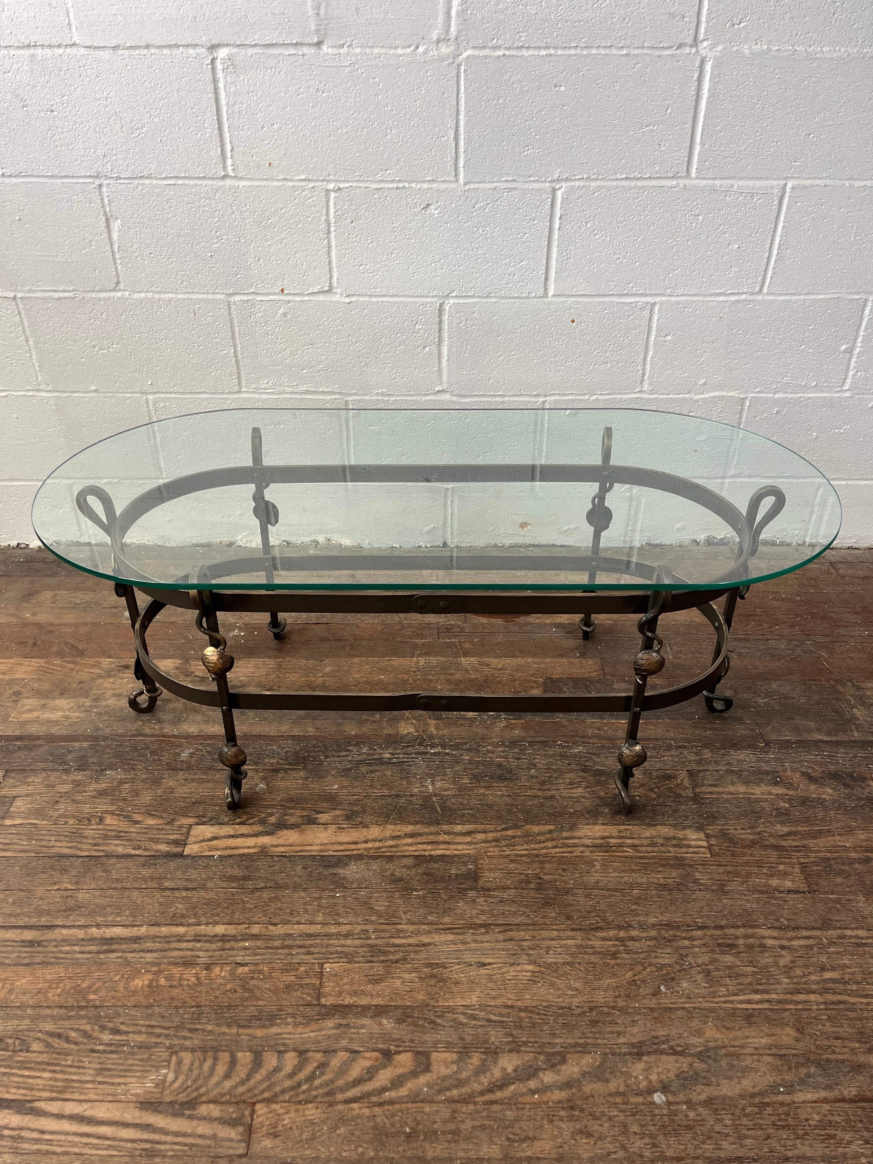 American Arts & Crafts Oval Coffee Table For Sale