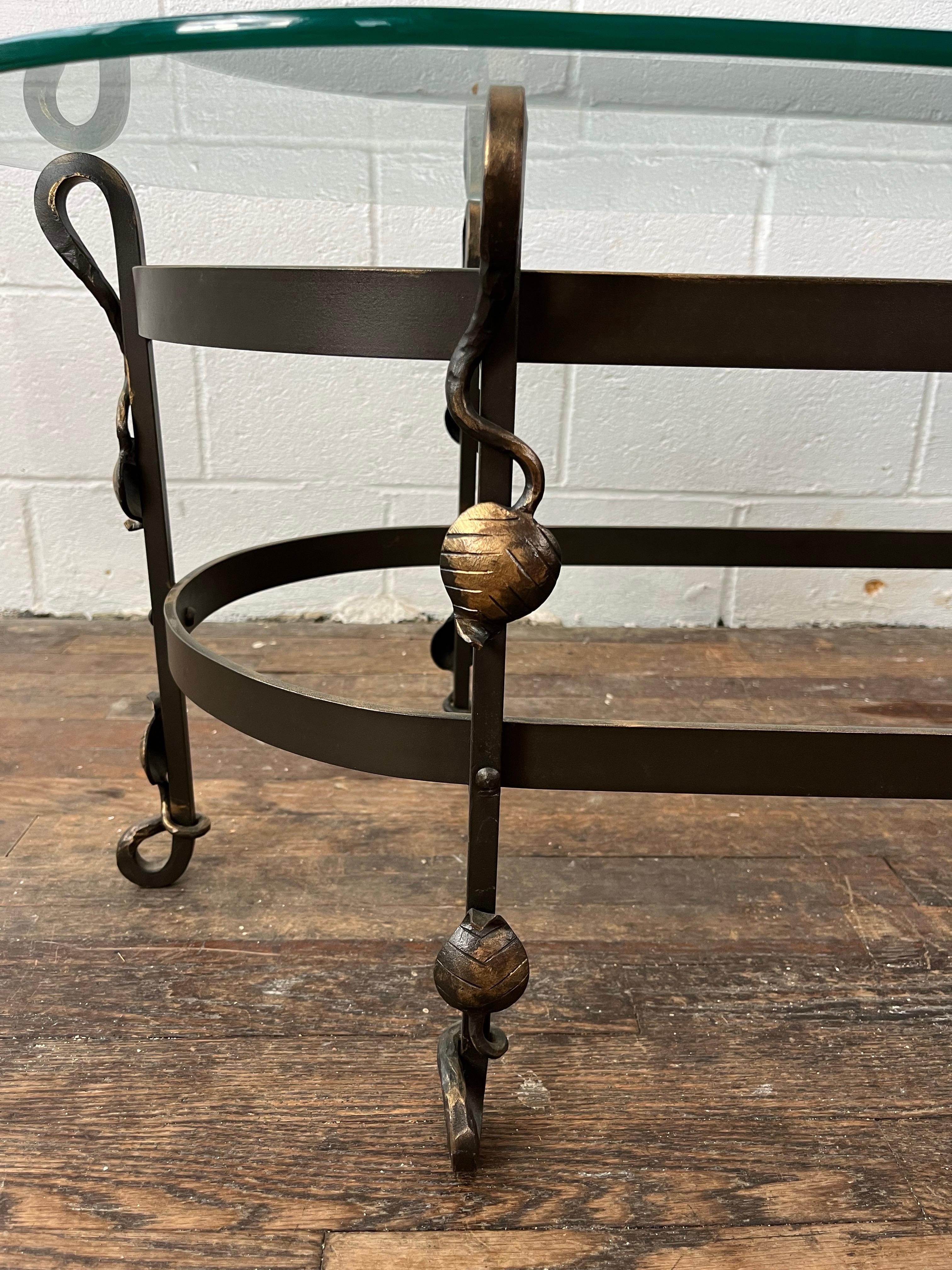 Arts & Crafts Oval Coffee Table In Good Condition For Sale In W Allenhurst, NJ