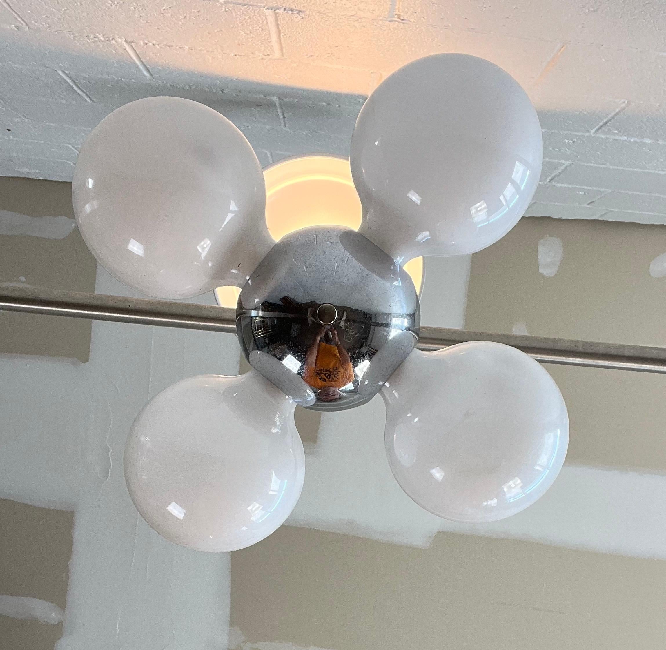 American Mid-Century Modern Robert Sonneman Style Chrome Sputnik Atomic Flush Mount For Sale