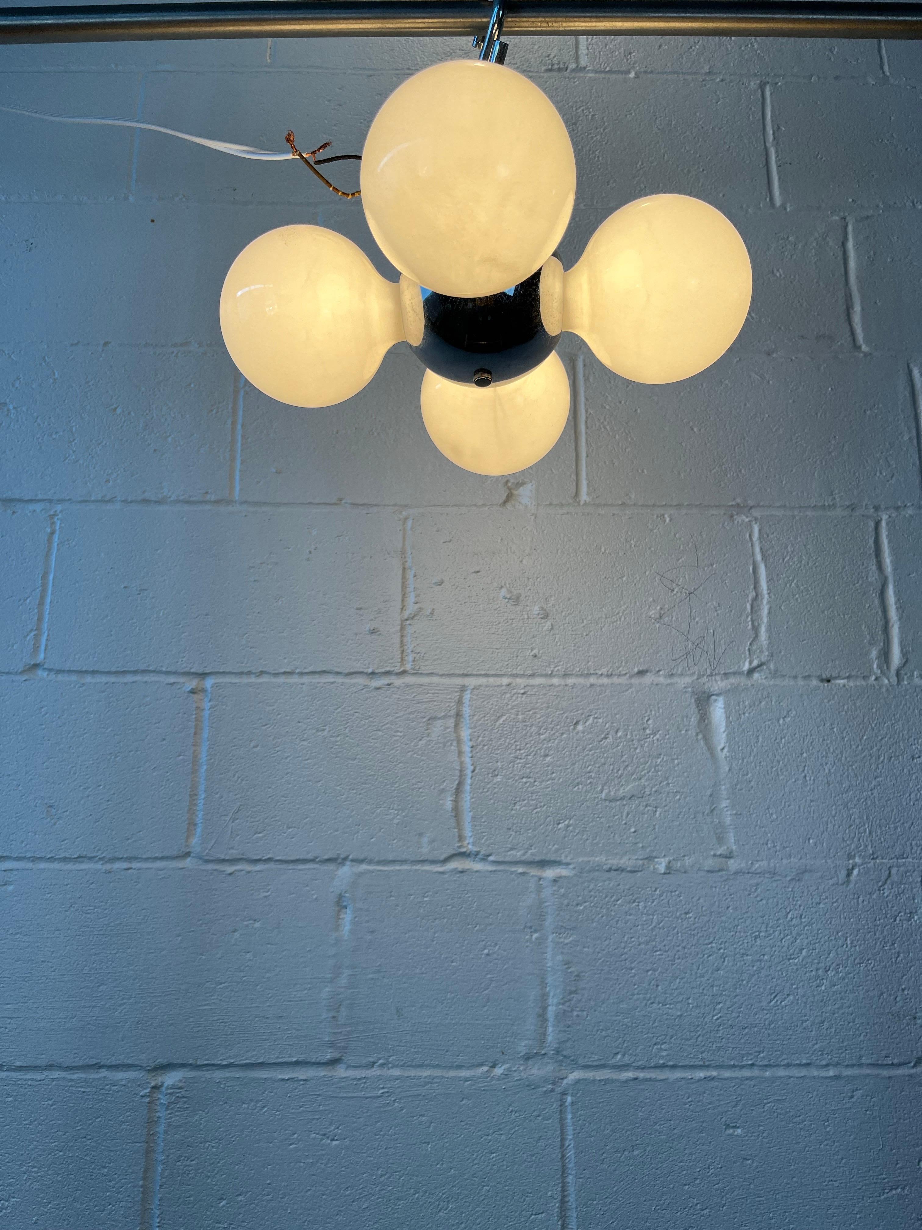 Mid-Century Modern Robert Sonneman Style Chrome Sputnik Atomic Flush Mount In Good Condition For Sale In W Allenhurst, NJ