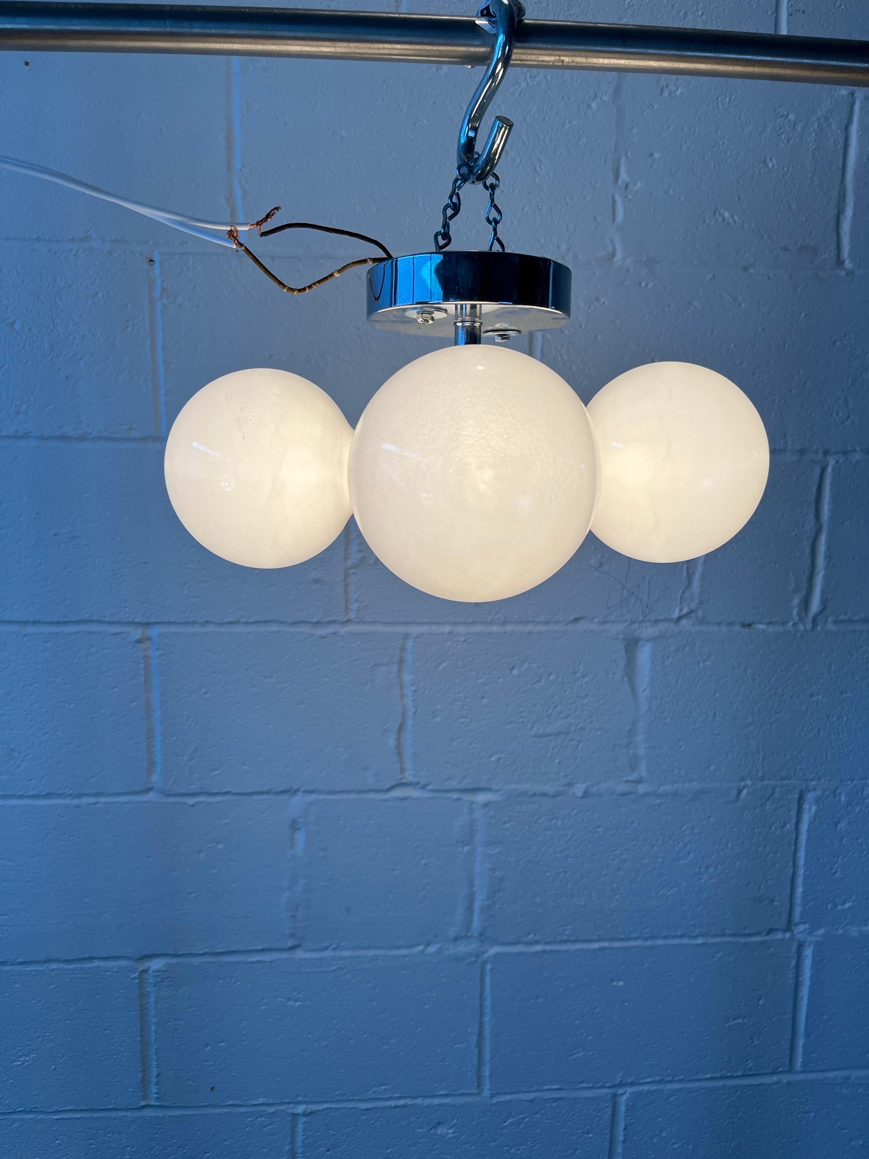 Mid-Century Modern Robert Sonneman Style Chrome Sputnik Atomic Flush Mount For Sale 3