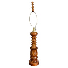 Vintage Turned Wood Lamp Mahogany Maple and Walnut