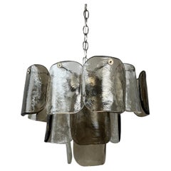Vintage J.T. Kalmar Smoke and Clear Panel Chandelier