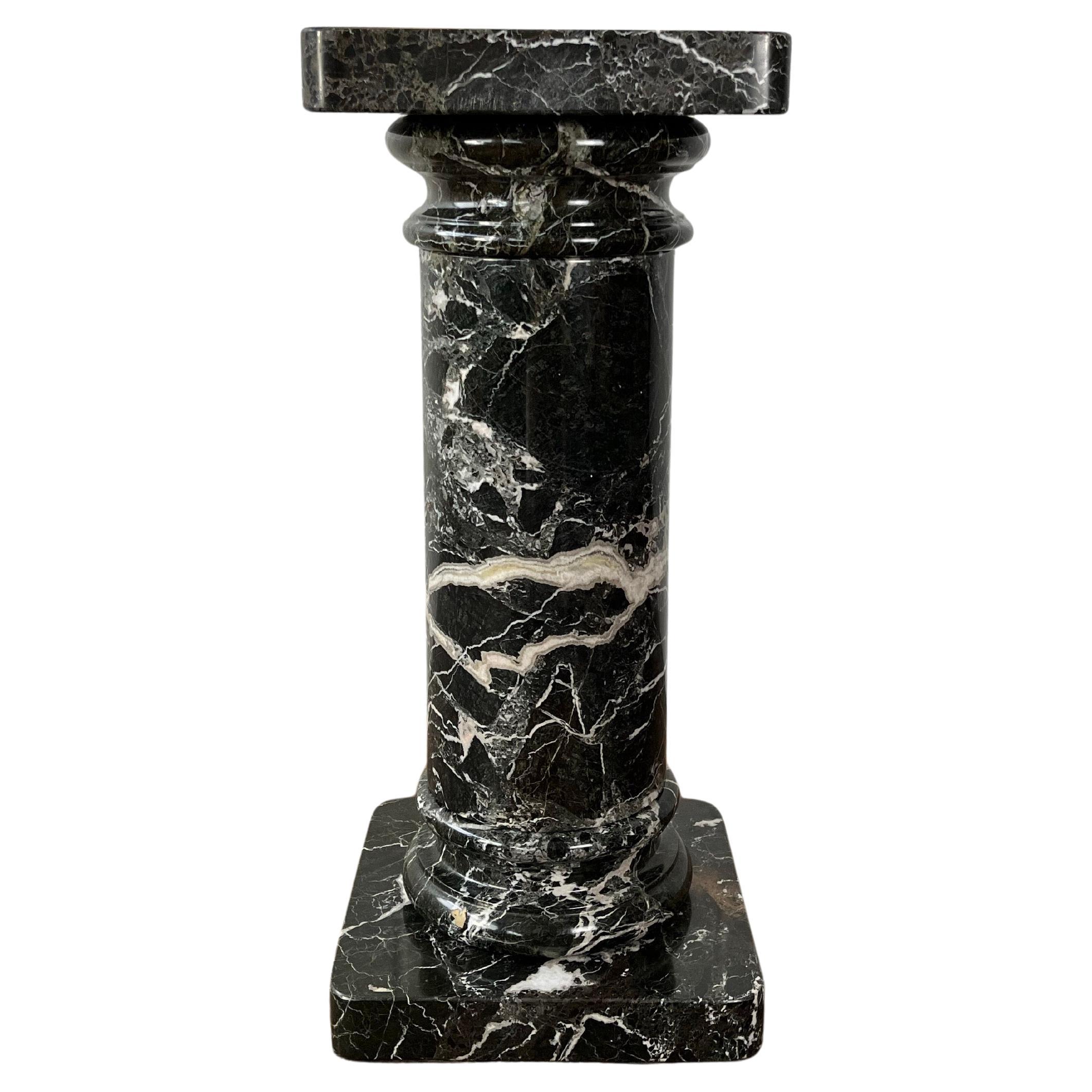 Neoclassical Black Marble Pedestal Column For Sale