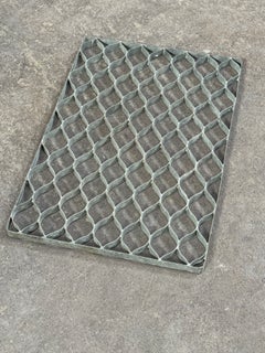 Mid-Century Modern Galvanized Metal Door Mat, Hand-Crafted, 1950s
