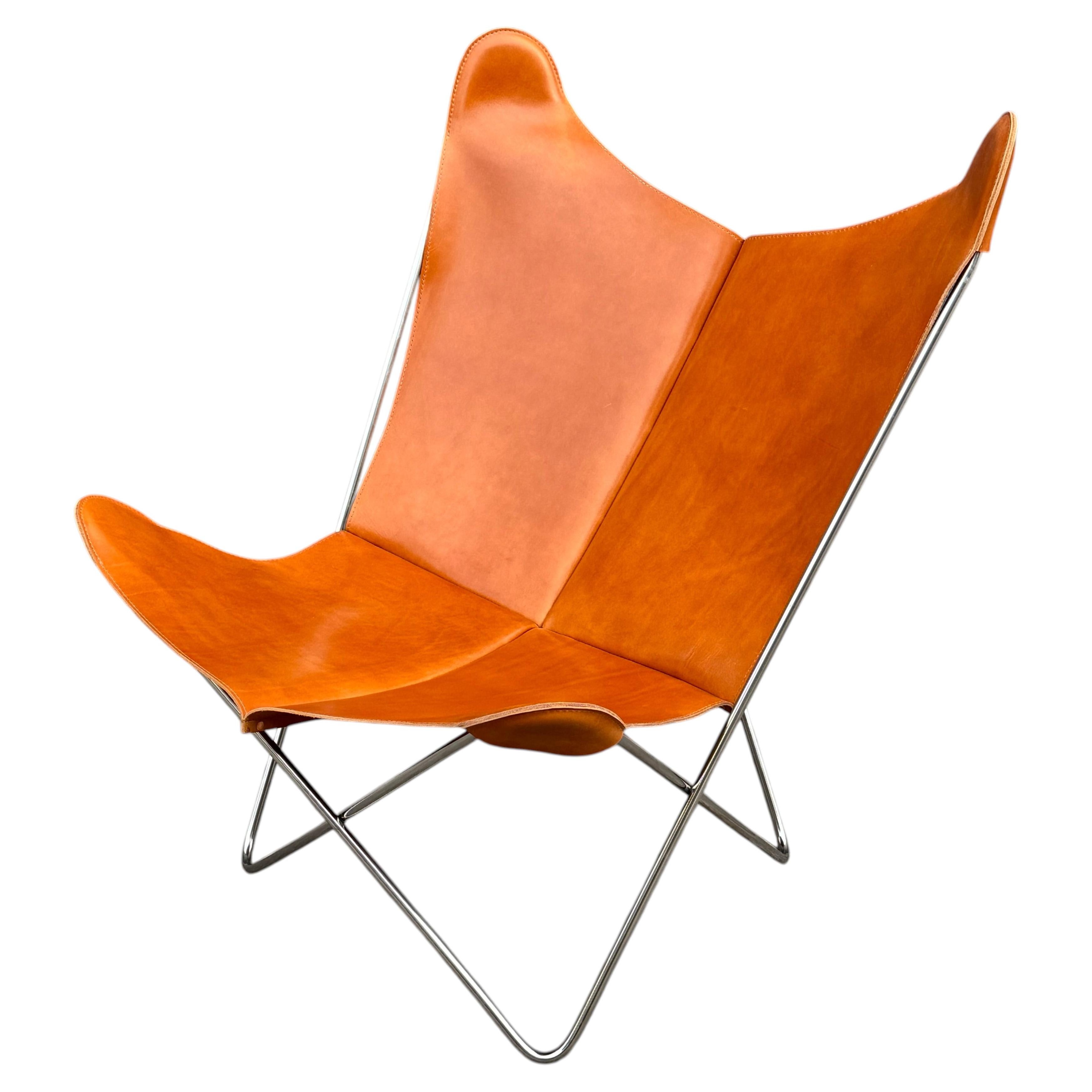 Restored Knoll Butterfly Chair in Leather / Chrome 80th Anniversary Edition Rare