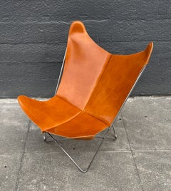 Restored Knoll Butterfly Chair in Leather / Chrome 80th Anniversary Edition Rare