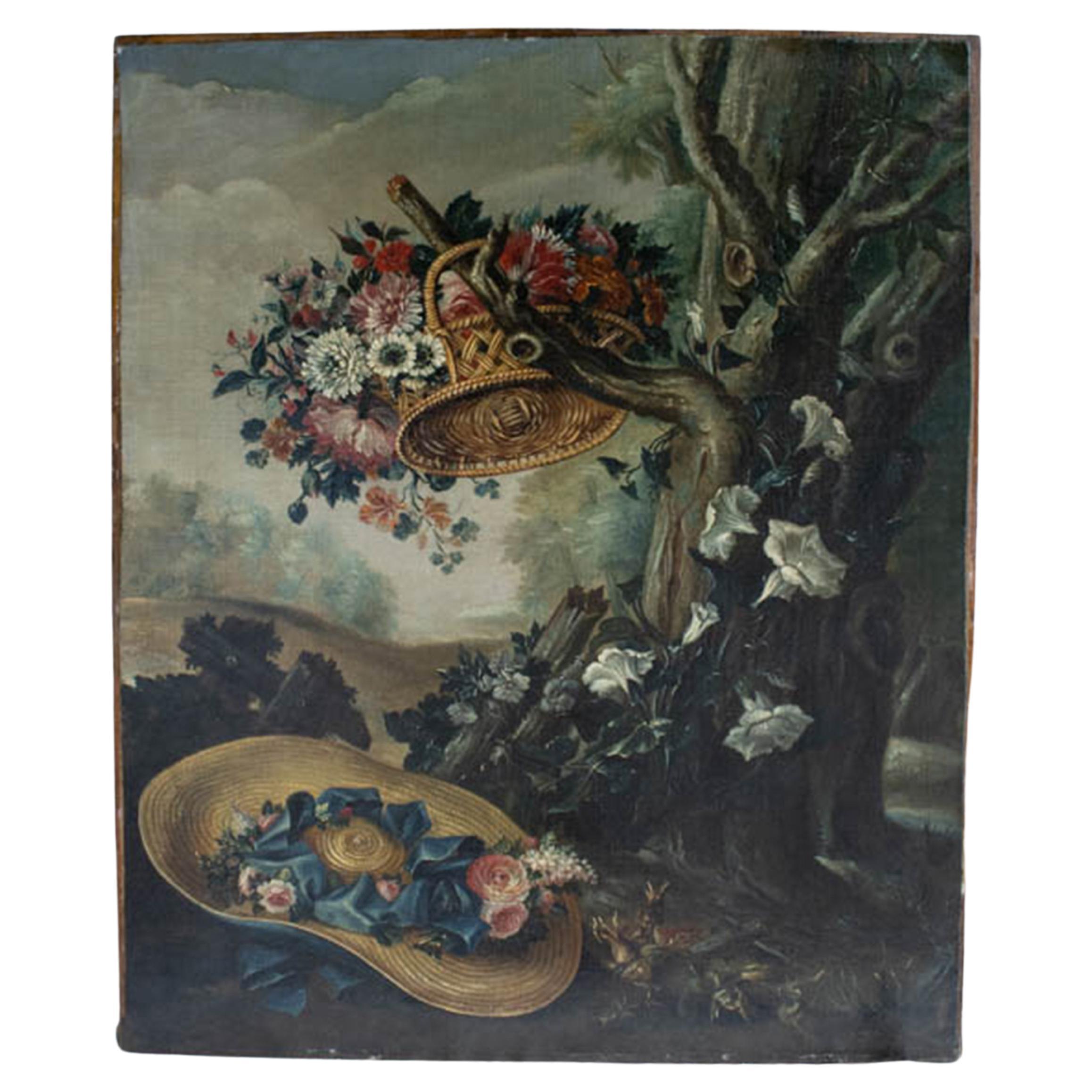 Oil on Canvas Representing Flowers. 19th Century French School