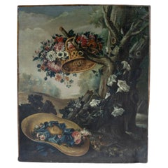 Peinture à l'huile sur toile représentant des fleurs. École française du XIXe siècle
