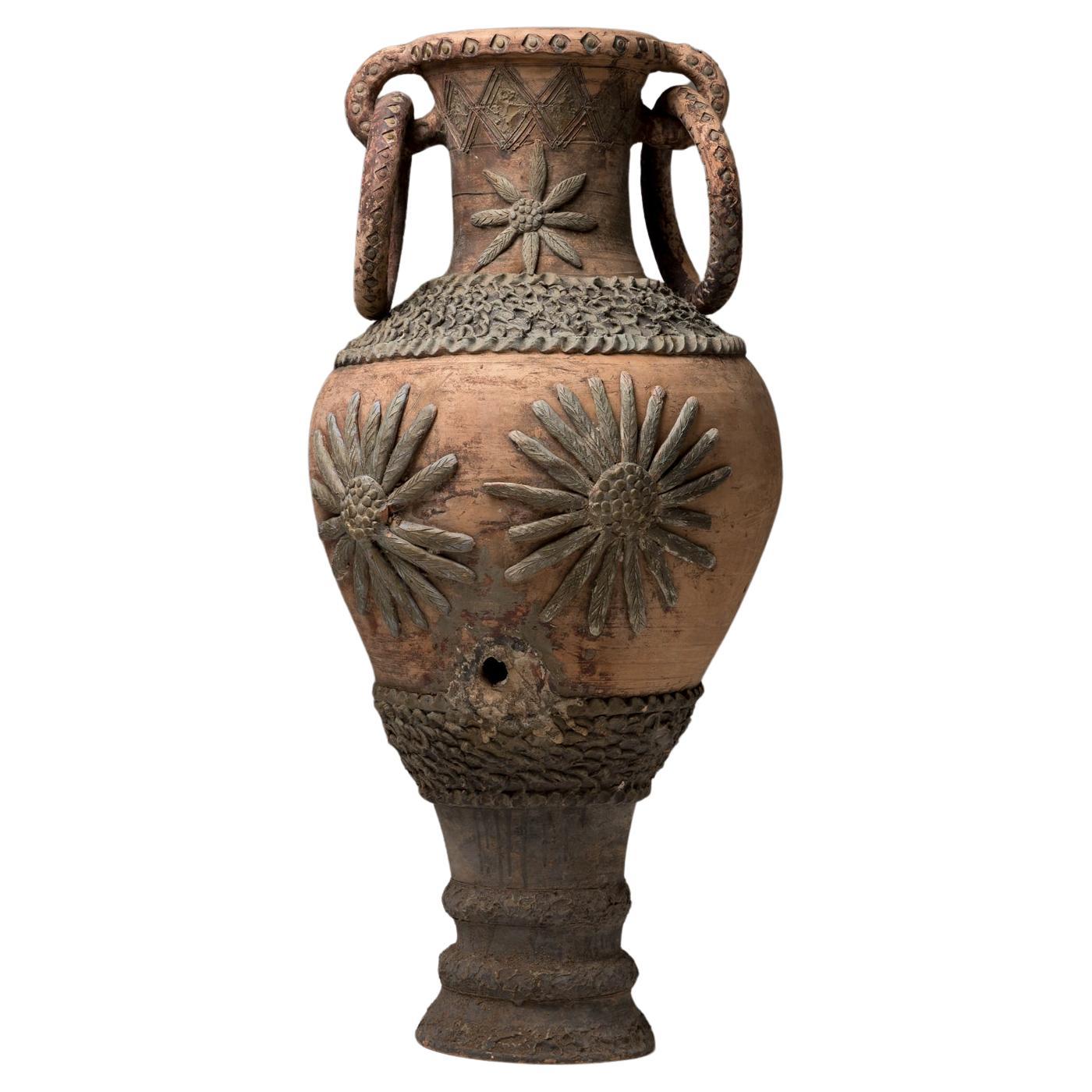 Old Sicilian fountain in terracotta. 19th century Sicily.