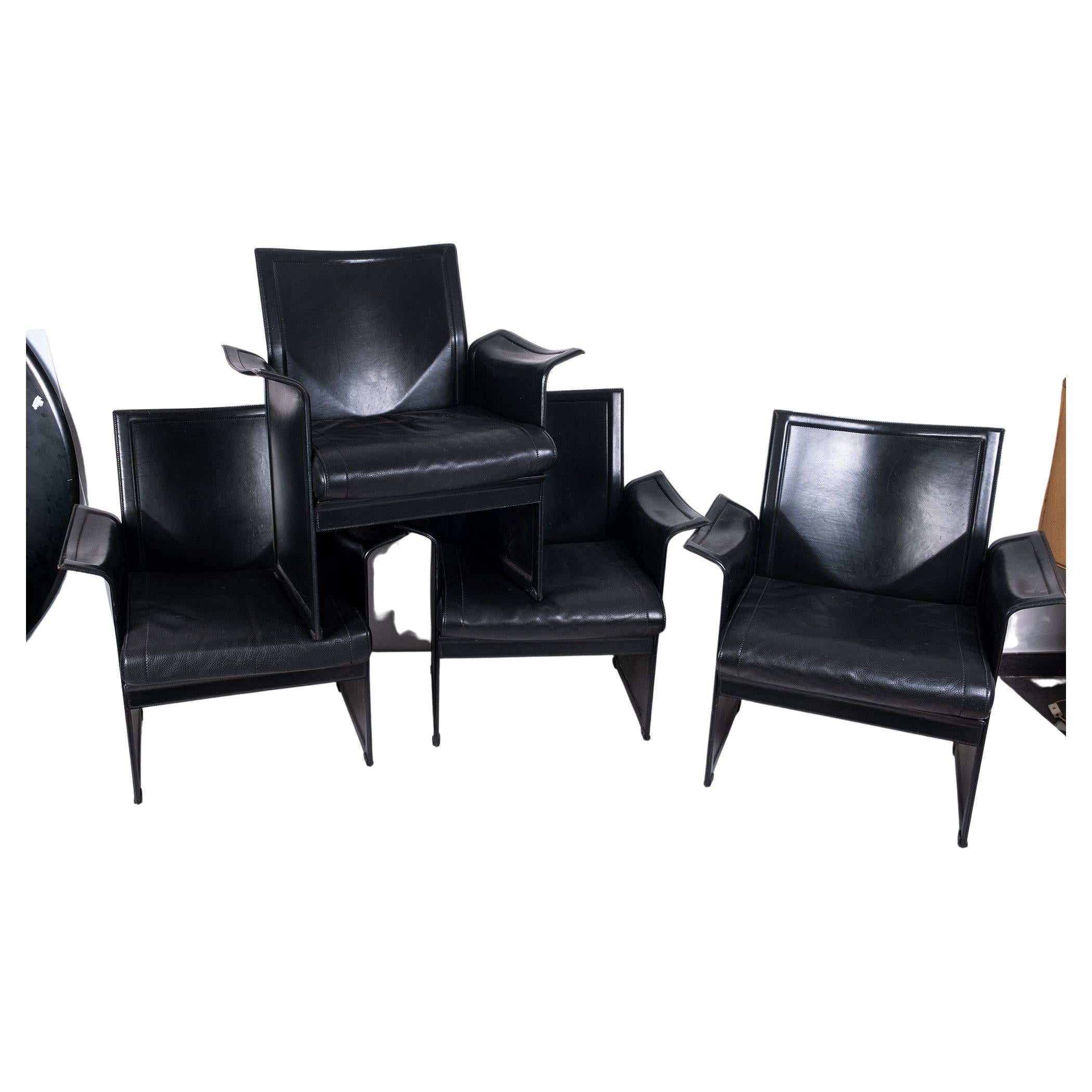 Late 20th Century Set of 4 Korium Armchairs by Tito Agnoli for Matteo Grassi, 1970s For Sale
