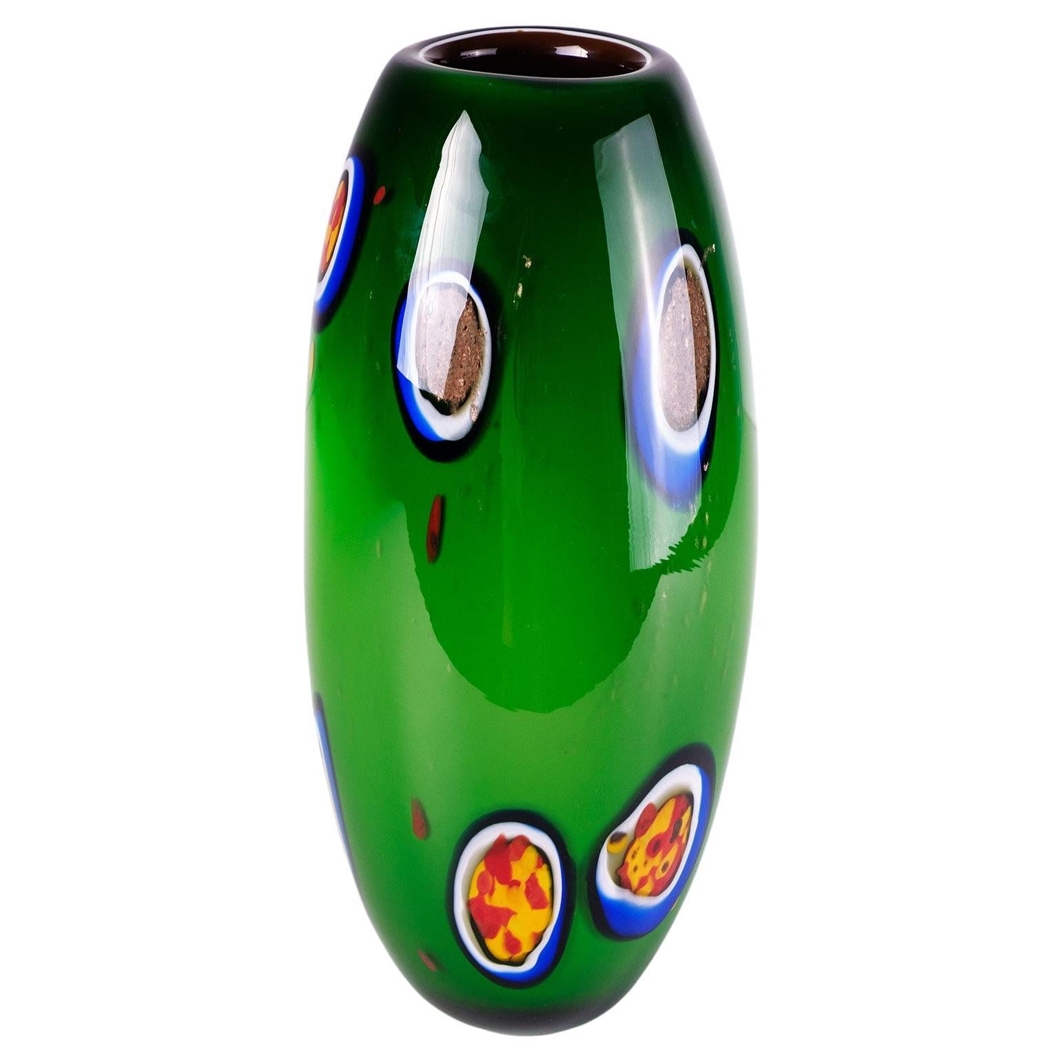 Unique Murano Glass Vase by Paolo Crepax for Belvetro Murano For Sale