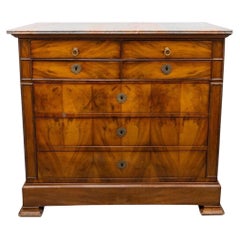 19th Century French Louis Phillipe Cherry Marble Top Chest of Drawers Commode