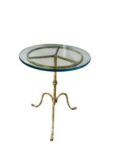 Spanish Gilt Iron Drinks Table on a Tripod Base with Glass Top