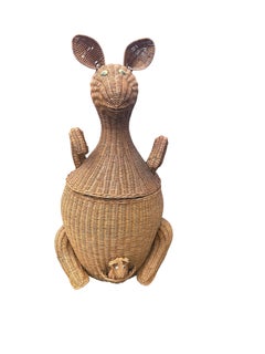Vintage Woven Wicker Kangaroo and Joey Basket
