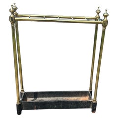 Vintage English Brass Umbrella Stand with Cast Iron Base