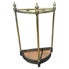 Vintage English Brass and Cast Iron Umbrella Stick Stand