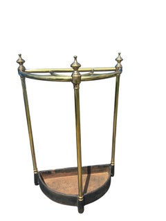 Vintage English Brass and Cast Iron Umbrella Stick Stand