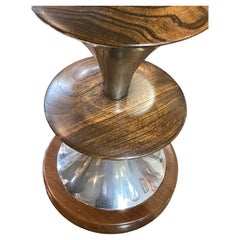 Pair of Striking Mid Century Lamp with Chrome and Bocote Wood Elements.