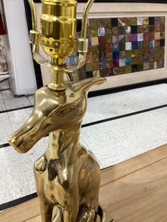 Pair of Vintage Solid Brass Seated Greyhound or Whippet Figural Table Lamps