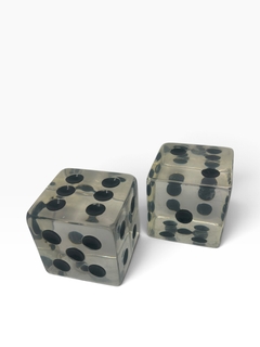 Pair of Large Vintage Mid Century Clear Lucite Dice