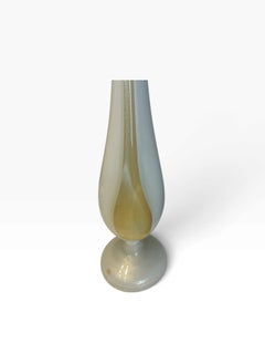Pr of Flavio Poli Sommerso Glass Table Lamps, Cream & Gold, Murano, Italy, 1960s
