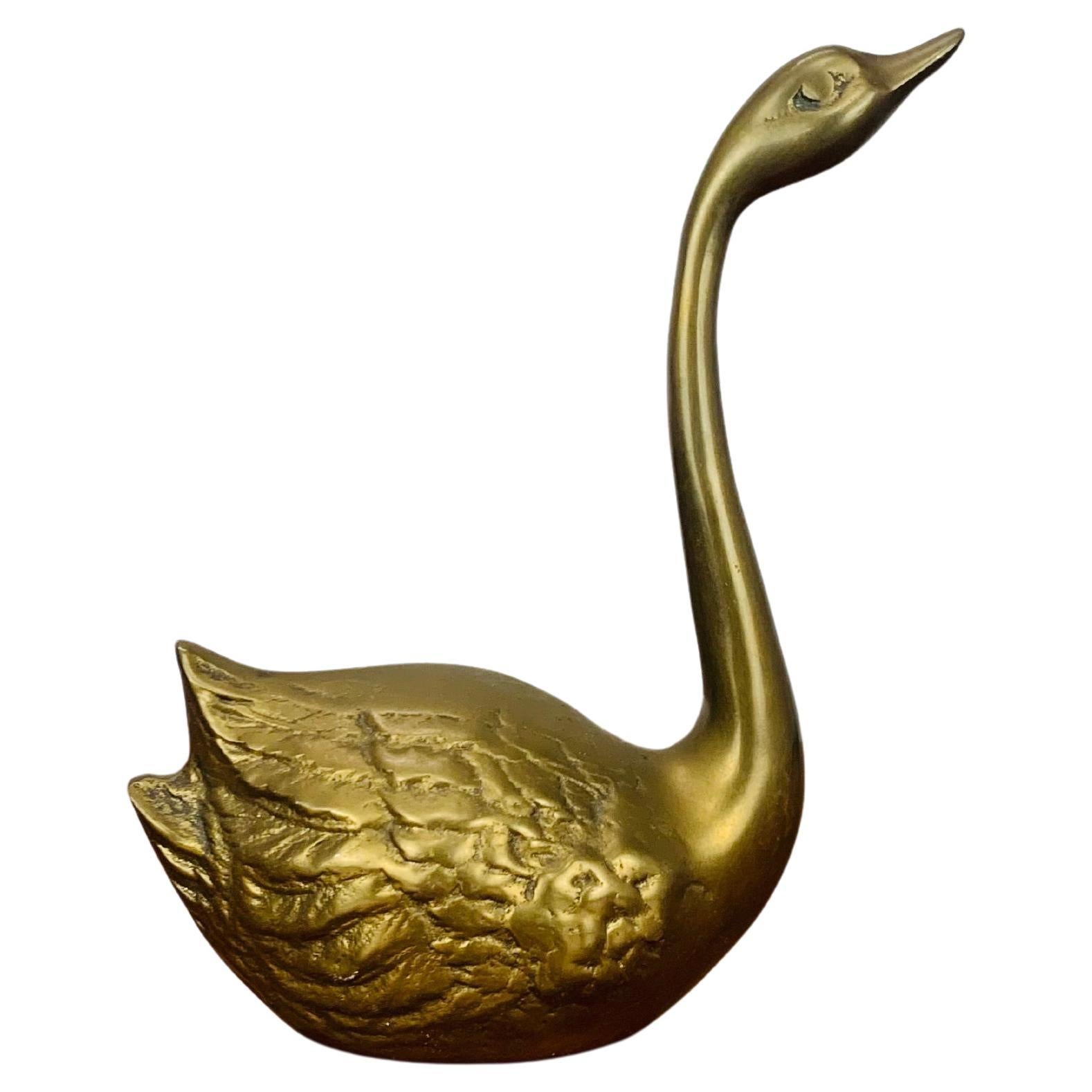 Scultura di anatra in ottone, anni '70