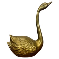 Scultura di anatra in ottone, anni '70